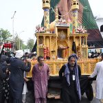 A large number of mourners participating in the main procession of 9th Muharram-ul-Haram, commonly known as Youm-e-Ashura in G-6 sector. Muharram-ul-Haram, the first month of the Islamic calendar, is a period of mourning in remembrance of the martyrdom of Hazrat Imam Hussain (AS), the grandson of the Holy Prophet Muhammad (SAWW), along with his family and companions at Karbala