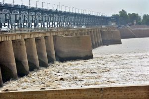 A view of the rising water levels in the Indus River due to heavy monsoon rains across the country.