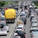 A view of a massive traffic jam on the Expressway in the Federal Capital, causing long delays for commuters