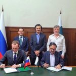 Mr. Saif Anjum, Secretary of Industries and Production, and Mr. Vadim Velichko, General Director of Industrial Engineering LLC, signing Protocol to restore and modernize Pakistan Steel Mills (PSM)