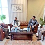 Federal Minister for National Heritage and Culture Aurangzeb Khichi, Special Assistant to the Prime Minister Huzaifa Rehman and Secretary of the Division Asad Rehman Gilani call on Senator Irfan Siddiqui.