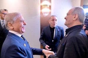 Prime Minister Muhammad Shehbaz Sharif meets President of Iran, Dr Masoud Pezeshkian on the sidelines of 17th ECO Summit