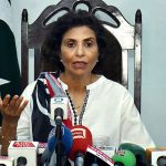 Federal Ombudsperson for Protection against Harassment, Ms. Fauzia Viqar, talking to the media persons at FOSPAH Office