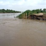 A view after a crack in the Phuleli Canal allowed water to flood agricultural fields in Norai village near Seri