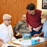 Defense Minister Khawaja Muhammad Asif listens to public concerns during a meeting at his residence