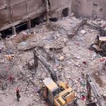 Rescue operations continue on the second day at the collapsed building site in Baghdadi, Lyari, as more bodies are recovered from the debris