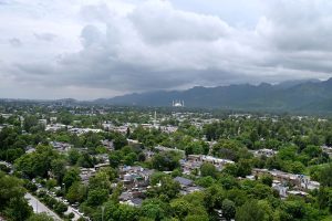A captivating view of thick clouds hovering over the Federal Capital, painting the sky in dramatic hues