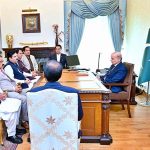 Governor Khyber Pakhtunkhwa, Faisal Karim Kundi calls on Prime Minister Muhammad Shehbaz Sharif. Federal Minister for Kashmir Affairs, Gilgit-Baltistan, State and Frontier Regions Engineer Ameer Maqam, Federal Minister for Public Affairs Unit Rana Mubashar Iqbal, Advisor to the PM on Political Affairs Rana Sana Ullah, Minister of State for Power Abdul Rehman Kanju and Special Assistant to the Prime Minister Talha Barki are also present