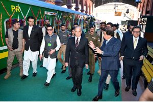 Prime Minister Muhammad Shehbaz Sharif visits Lahore Railway Station and inspects the Pak Business Express Train after inaugurating the new service.
