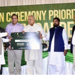 Federal Minister for Housing and Works, Mian Riaz Hussain Pirzada, hands over possession letters to allottees of the FGEHA’s housing scheme ‘Sky Gardens’ on Murree Expressway. The initiative marks a key milestone in providing affordable housing to government employees