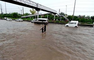 IJP Road submerged in water due to heavy rain experienced in the twin cities.