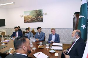Federal Minister for Commerce, Jam Kamal Khan, meets with the team of UK Pakistan Chamber of Commerce and Industry at the Pakistan High Commission in London. The discussion focused on enhancing trade in perishables, exploring retail linkages, and introducing solar power and air-based heating solutions in Pakistan.