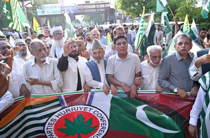 The Accession Day rally is passing through Mall Road