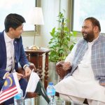 Mohd Syafik Firdaus Hasbullah, Deputy Head of Mission, Malaysia High Commission Islamabad meets Federal Minister for National Heritage and Culture Division.