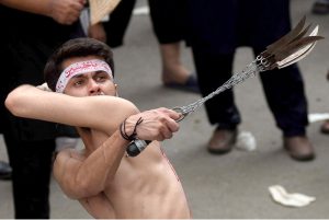 A large number of mourners attending the procession of 9th Muharram-ul-Haram. Muharram ul Harram known as the first month of the Islamic calendar and the mourning month in remembrance of the martyrdom (Shahadat) of Hazrat Imam Hussain (AS), the grandson of the Holy Prophet Mohammad (SAWW)