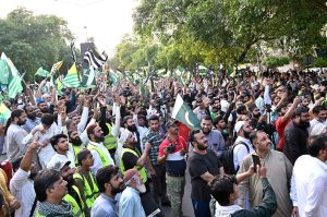 The Accession Day rally is passing through Mall Road