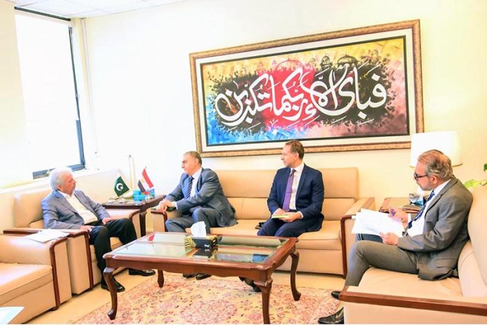 Federal Minister for National Food Security & Research, Rana Tanveer Hussain, holds a bilateral meeting with the Ambassador of Egypt, Dr. Ihab Mohamed Abdelhamid Hassan, to discuss enhanced cooperation in agriculture