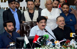Sindh Chief Minister, Syed Murad Ali Shah addresses press conference at Mayor’s Office.