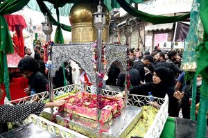 A large number of mourners attending the procession of 9th Muharram-ul-Haram. Muharramul Harram known as the first month of the Islamic calendar and the mourning month in remembrance of the martyrdom (Shahadat) of Hazrat Imam Hussain (AS), the grandson of the Holy Prophet Mohammad (SAWW)