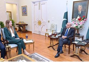 British High Commissioner Jane Marriott calls on Prime Minister Muhammad Shehbaz Sharif.