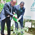 Federal Minister for Climate Change and Environmental Coordination Dr. Musadik Malik planting a tree at the Ethiopian Embassy alongside H.E. Jemal Beker Abdulla, Special Envoy and Ambassador Extraordinary and Plenipotentiary of the Federal Democratic Republic of Ethiopia