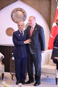 Prime Minister Muhammad Shehbaz Sharif meets President of Turkiye Recep Tayyip Erdogan on the sidelines of 17th ECO Summit
