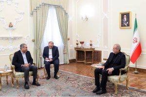 Federal Minister for Interior Mohsin Naqvi in a meeting with Iranian President Masoud Pezeshkian.