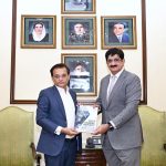 Provincial Ombudsman of Sindh Muhammad Sohail Rajput presents the annual report for 2024 to the Sindh Chief Minister Syed Murad Ali Shah at CM House