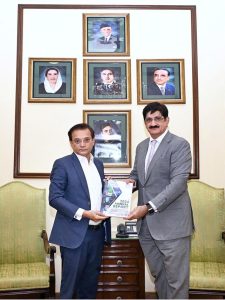 Provincial Ombudsman of Sindh Muhammad Sohail Rajput presents the annual report for 2024 to the Sindh Chief Minister Syed Murad Ali Shah at CM House