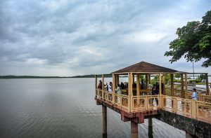 Visitors enjoy the pleasant weather after downpour that experienced throughout the day in the federal capital at Rawal Lake View Park.