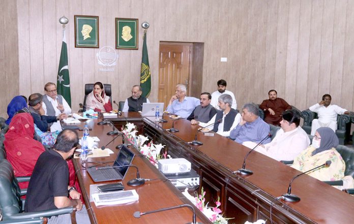 Minister of State for Planning and Development Chaudhry Armaghan Subhani attends a meeting of the Clean Punjab Program along with DC Saba Asghar Ali and Senior Vice President PML-N Punjab, Muhammad Manshaullah Butt