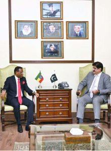 Sindh Chief Minister Syed Murad Ali Shah meets with Ambassador of Ethiopia Dr. Jemal Beker at CM House