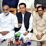 Minister of State for interior, Talal Choudhry talking to the Media persons
