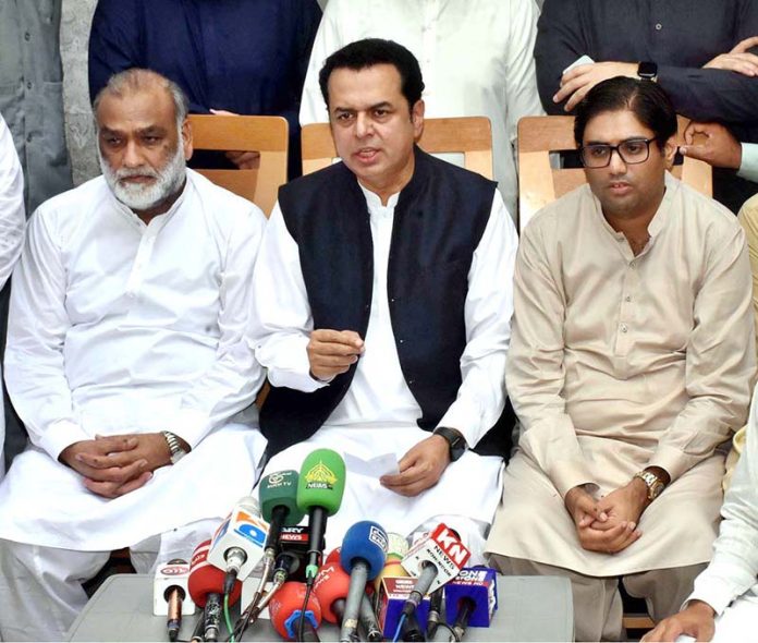 Minister of State for interior, Talal Choudhry talking to the Media persons