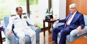 H.E Vice Admiral Mohammed Bin Abdul Rahman Al Ghuraybi, Chief of the Naval Staff-Royal Saudi Naval Forces called on Minister for Defence, Khawaja Muhammad Asif.