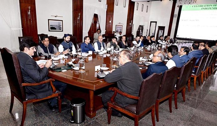 Sindh Chief Minister Syed Murad Ali Shah chairs a meeting at CM House to deliberate on the Marka-e-Haq and Independence Day programmes