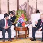 Minister for National Heritage & Culture Huzaifa Rehman meeting with Chinese Minister of Culture & Tourism Gao Zheng. Discussion focused on cultural cooperation, tourism, and restoration of heritage sites