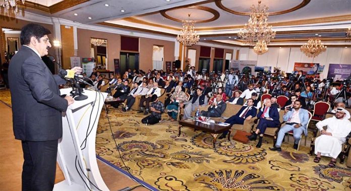 Sindh Chief Minister Syed Murad Ali Shah Delivers an address at the Sindh's Energy Diversity Conference held at a local hotel
