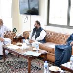 Federal Minister for Science and Technology, Khalid Hussain Magsi and Federal Minister for National Heritage and Culture Aurangzeb Khan Khichi discussing collaborative efforts between their ministries
