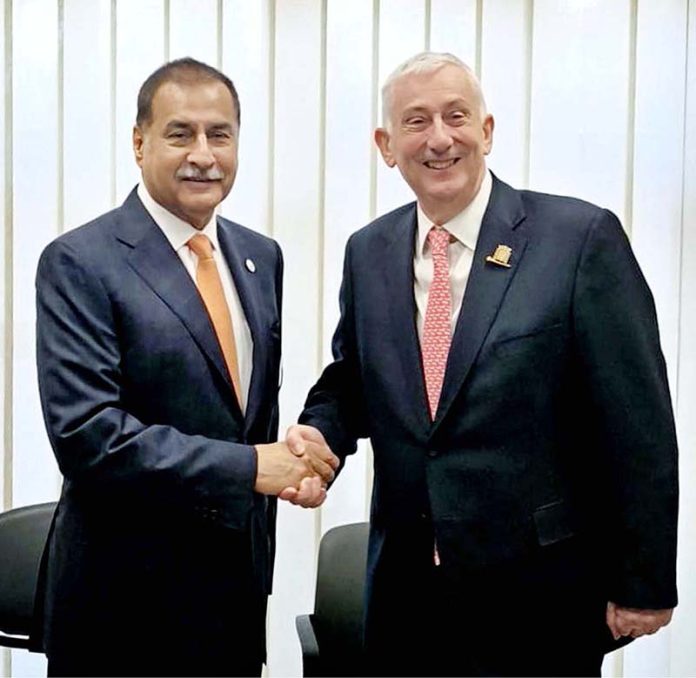Speaker National Assembly Sardar Ayaz Sadiq meets with Speaker of the House of Common UK Sir Lindsay Hoyle on the sidelines of 6th World Speakers Conference