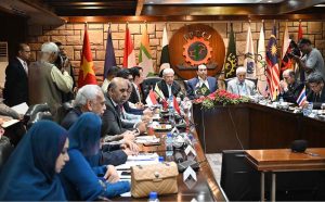 Federal Minister for Investment Qaiser Ahmed Sheikh addresses an Interactive Session on "Economic Integration between Pakistan-ASEAN Regions" at the FPCCI Capital House office in the Federal Capital
