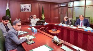 –Federal Minister for Maritime Affairs, Muhammad Junaid Anwar Chaudhry chairing a meeting on operationalization of Gwadar Port in Federal Capital.