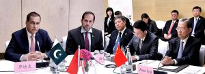 Speaker National Assembly Sardar Ayaz Sadiq in a meeting with Chairman of the Standing Committee of China's National People's Congress Mr. Zhao Leji on the sidelines of the 6th World Conference of Speakers of Parliament being held in Geneva