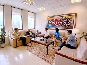 Federal Minister for National Food Security and Research Rana Tanveer Hussain in a meeting with the Chinese delegation to discuss agricultural collaboration in federal capital.