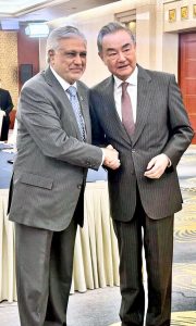 Deputy Prime Minister and Foreign Minister, Senator Mohammad Ishaq Dar, meets with Chinese Foreign Minister Wang Yi, on the sidelines of the SCO Council of Foreign Ministers meeting.