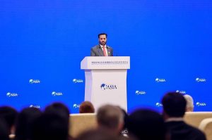 Federal Health Minister Mustafa Kamal addressing global health conference in Beijing.