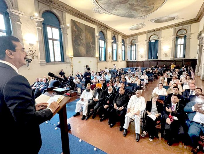 Chairman of the Senate of Pakistan, Syed Yousaf Raza Gilani addressing the international conference titled "The Challenges to World Peace Today"
