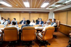 Federal Minister for Maritime Affairs, Muhammad Junaid Anwar Chaudhry chairing a meeting of the Marine Pollution Control Board.