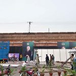 Labourers busy in maintenance and upgradation work at Lahore Railway station in the Provincial Capital.