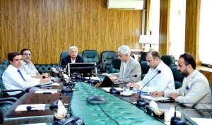 Federal Minister for National Food Security and Research, Rana Tanveer Hussain, chairing a high-level meeting with Pakistan Sugar Mills Association and stakeholders from all provinces to review sugar supply and stock monitoring.